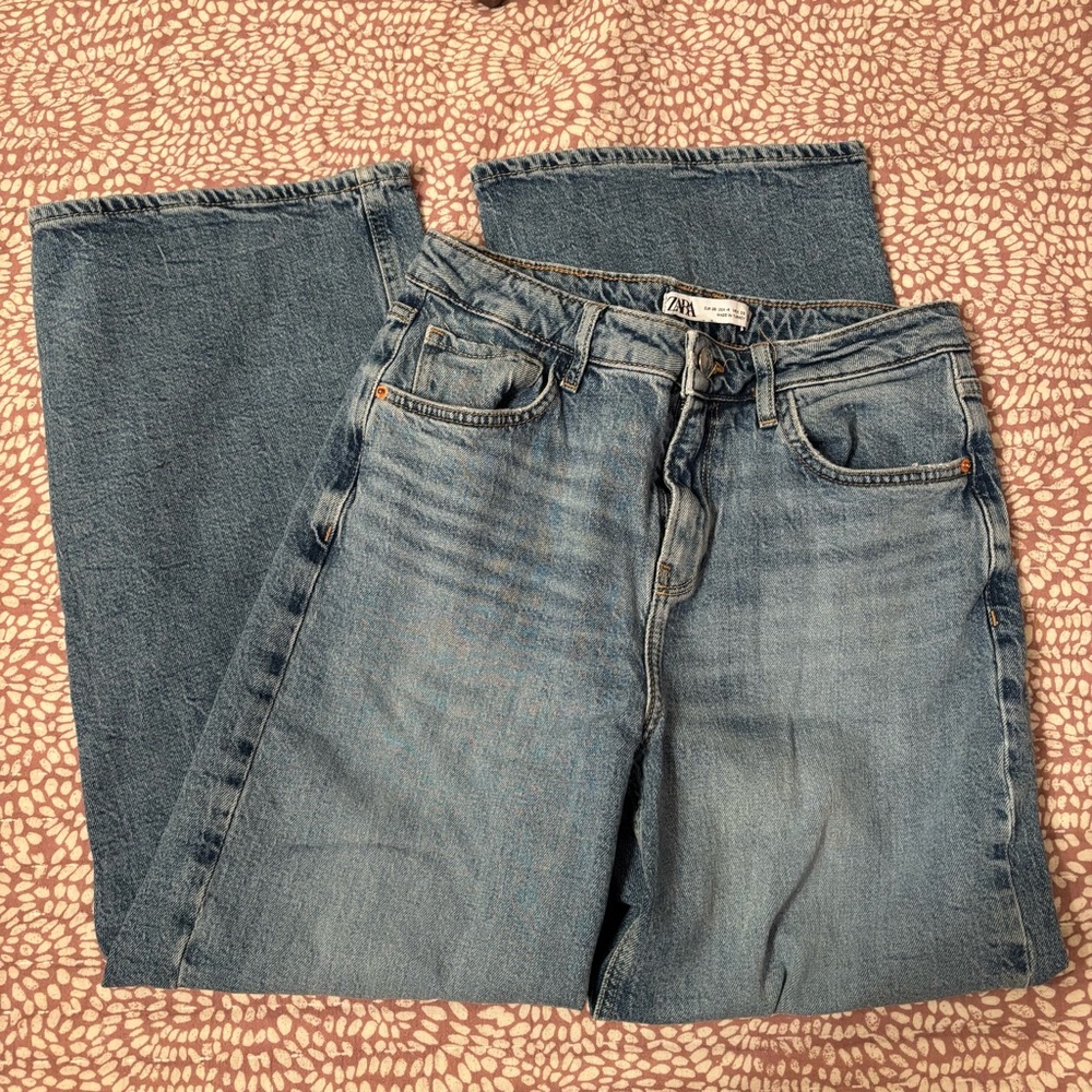 Zara Wide Leg Jeans, size 4, medium wash